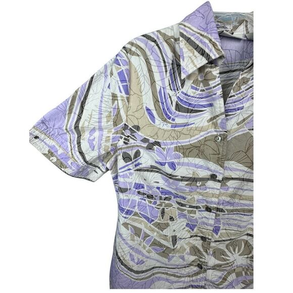 Kim‎ Rogers Button Front Short Sleeve Floral Hawaiian Style Print Shirt Size 10 - Picture 3 of 9